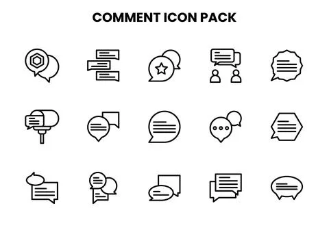 Comment Line UI Icons Pack Stock Illustration