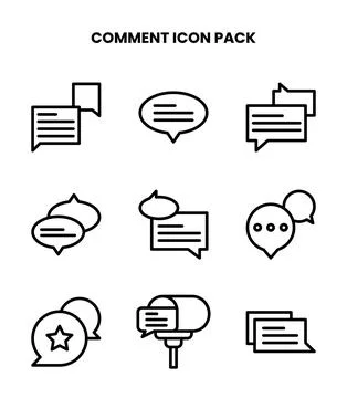 Comment Line Vector Icons Pack Stock Illustration