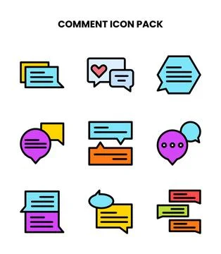 Comment Lineal Color Vector Icons Pack イラスト素材