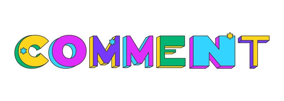 Comment playful 3D text design Stock Illustration