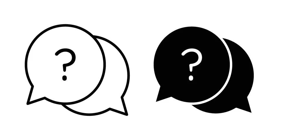 Comment question icon. Outline, flat icons Illustrazione stock