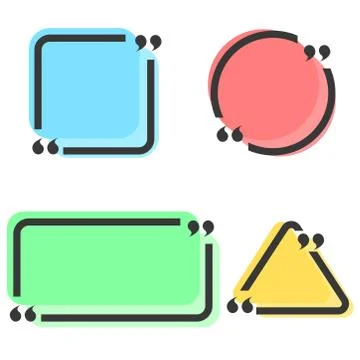 Comment quote box with quotation marks set for message text, blank speech fra Illustrazione stock