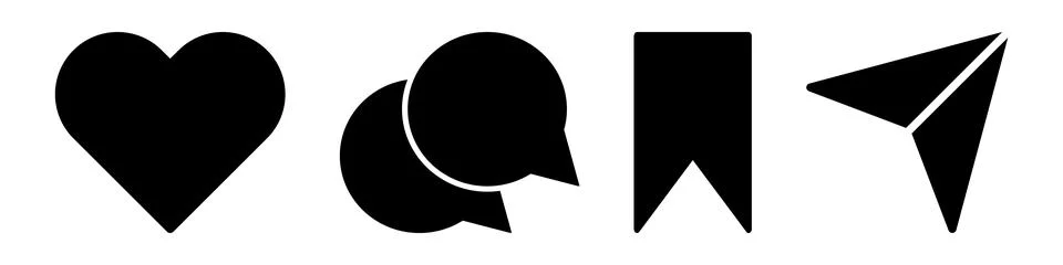 Like, comment, share and save. Modern vector icons isolated on white background. Stock Illustration