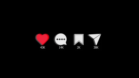 Like comment share icon visual red heart, white message bubble, bookmark, paper Stock Footage 340479851