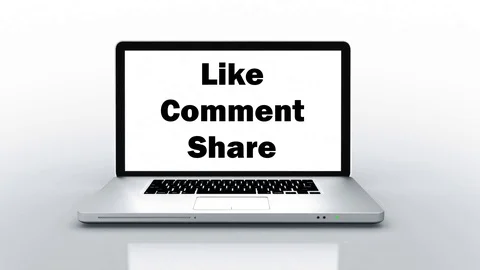 Like Comment Share Message 3D Animation Opens On Modern Laptop White Background Video stock 115197164