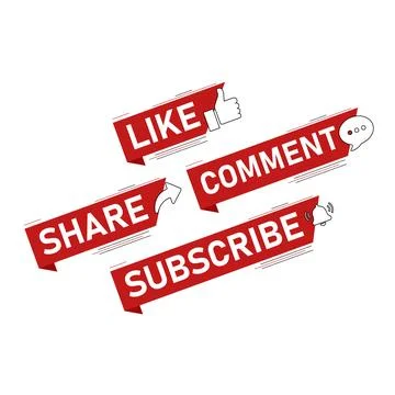 Like, comment, share, subscribe buttons vector design template Stock Illustration