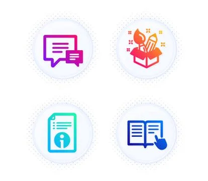 Comment, Technical info and Creativity icons set. Read instruction sign. Vector Stockillustratie
