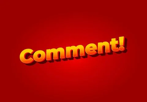 Comment. Text effect in yellow red color. Red background Stock Illustration