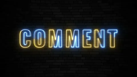 'COMMENT' thin line neon border lines title animation Stock Footage 152987093