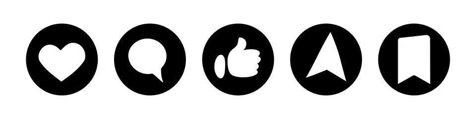 Like, comment, thumbs up, share and save. Modern icons for social media and app. Stock Illustration