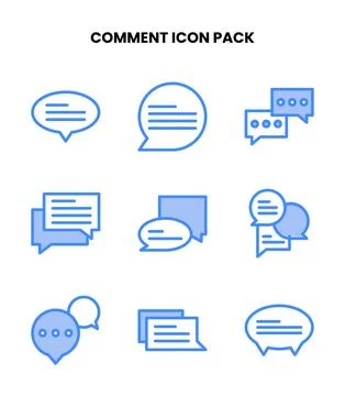 Comment Two Colour Vector Icons Pack 스톡 일러스트