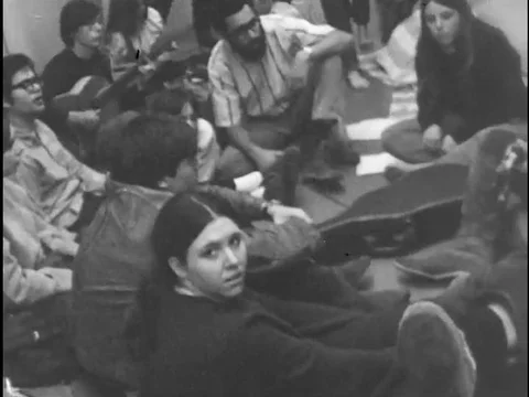 Commentary on the issues, demands, and awareness during the sit in the San Stock Footage 75184723