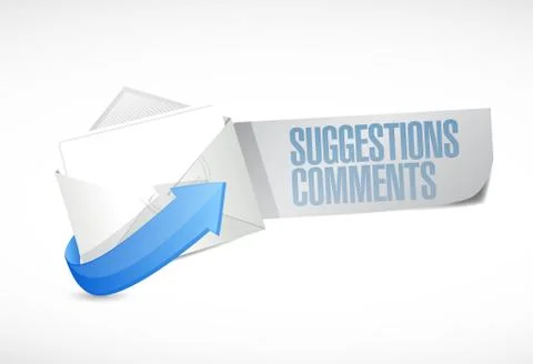 Comments and suggestions email sign illustration Stock Illustration