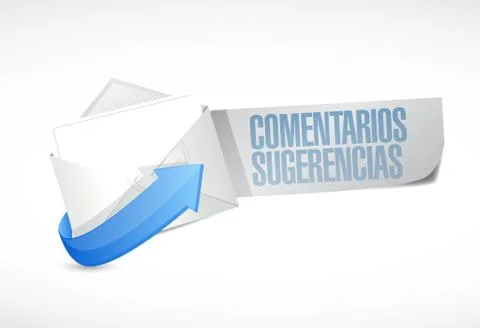 Comments and suggestions in spanish email sign Stock Illustration