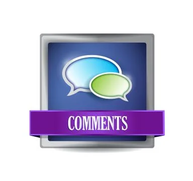 Comments blue button illustration design Illustrazione stock