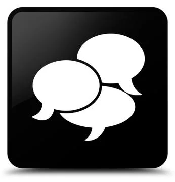 Comments icon black square button 스톡 일러스트