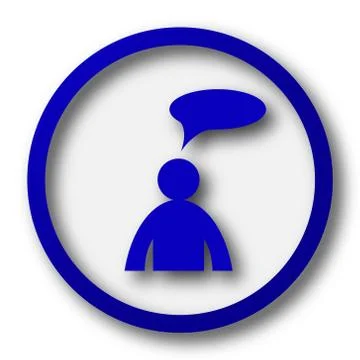 Comments icon. Blue internet button on white background. - man with bubble. 스톡 일러스트