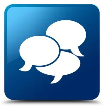 Comments icon blue square button 스톡 일러스트