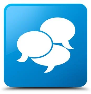 Comments icon cyan blue square button 스톡 일러스트