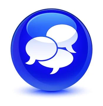 Comments icon glassy blue round button 스톡 일러스트