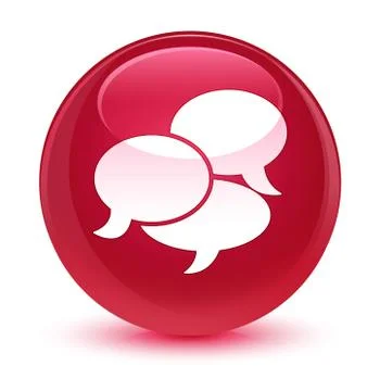 Comments icon glassy pink round button 스톡 일러스트