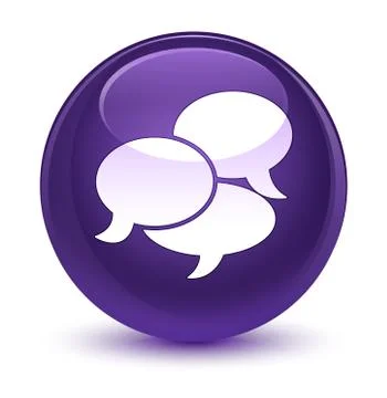 Comments icon glassy purple round button 스톡 일러스트
