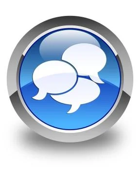 Comments icon glossy blue round button 스톡 일러스트