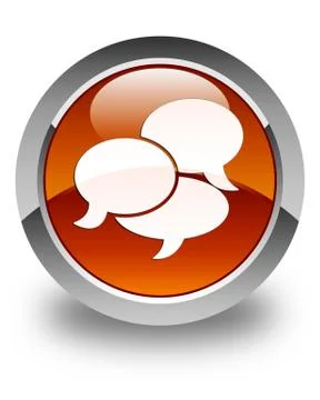 Comments icon glossy brown round button 스톡 일러스트