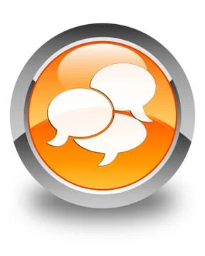 Comments icon glossy orange round button Illustrazione stock