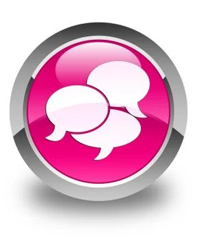 Comments icon glossy pink round button 스톡 일러스트