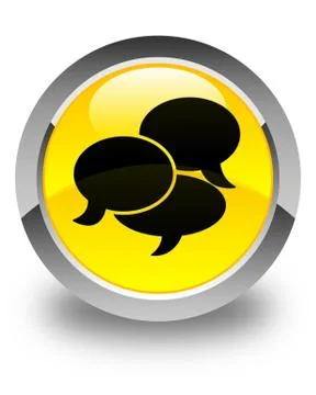 Comments icon glossy yellow round button 스톡 일러스트