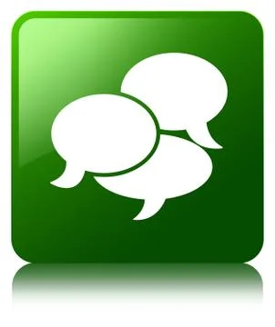 Comments icon green square button Stock Illustration