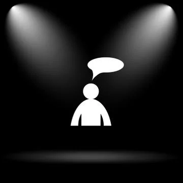 Comments icon. Internet button on black background. - man with bubble. 스톡 일러스트