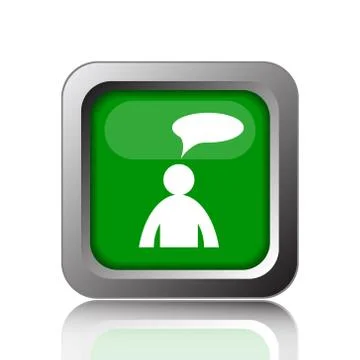 Comments icon. Internet button on black background. - man with bubble. 스톡 일러스트