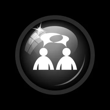 Comments icon. Internet button on black background.  - men with bubbles. Stock Illustration