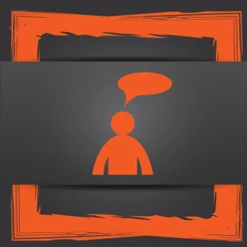 Comments icon. Internet button on grey background. - man with bubble. 스톡 일러스트