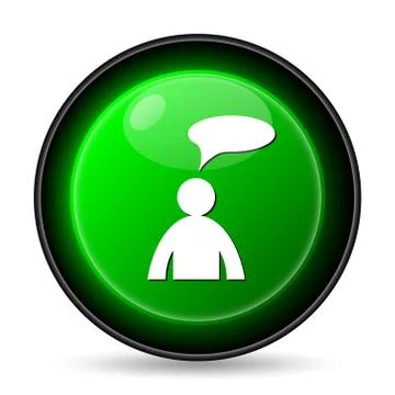 comments icon. internet button on white background. - man with bubble. 스톡 일러스트