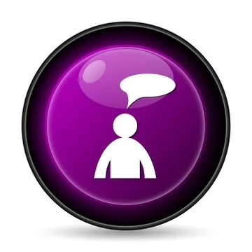 Comments icon. Internet button on white background. - man with bubble. Illustrazione stock