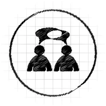 Comments icon. Internet button on white background. - men with bubbles. 스톡 일러스트