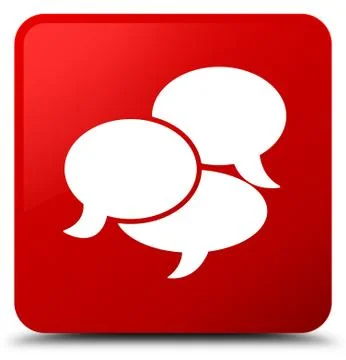 Comments icon red square button Stock Illustration