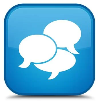 Comments icon special cyan blue square button Stock Illustration