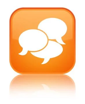 Comments icon special orange square button Stock Illustration