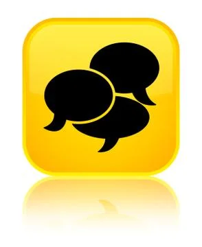 Comments icon special yellow square button Stock Illustration