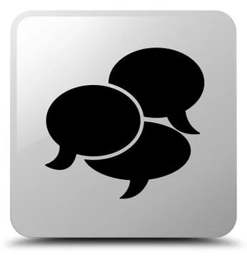 Comments icon white square button 스톡 일러스트