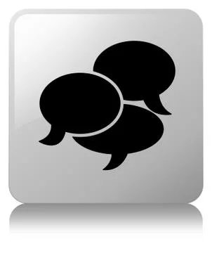 Comments icon white square button 스톡 일러스트