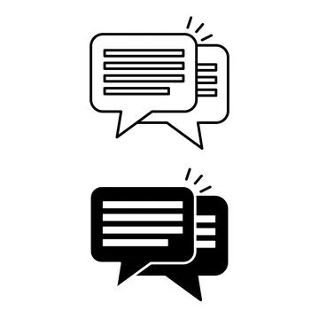 Comments icons. Black and White Vector Icons. Review of the Text or Stateme.. Stock Illustration
