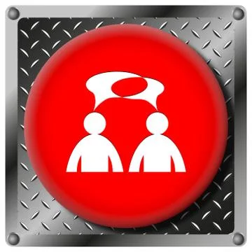 Comments metallic icon - men with bubbles Stock Illustration