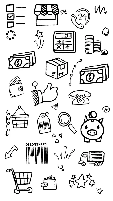 Commerce and E-shopping Hand Drawn Doodle Animation Vertical Stock Footage 344529392