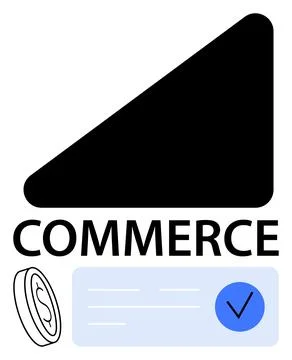 Commerce Concept with Graph, Coin, Check-Mark and Commerce Text Highlightin.. Stock Illustration