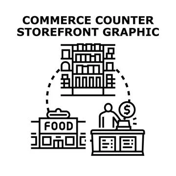 Commerce counter storefront business transaction graphic Ilustración de archivo